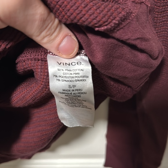 Vince maroon LS ribbed tee size small - Picture 3 of 5